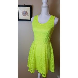 EXPRESS Neon Yellow Crochet Mini Dress